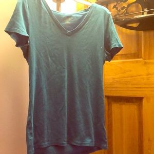 Plain blue V-neck